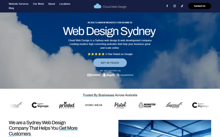 Cloudwebdesign homepage