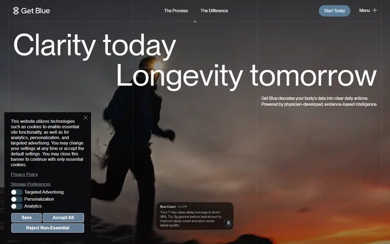 Getblue homepage
