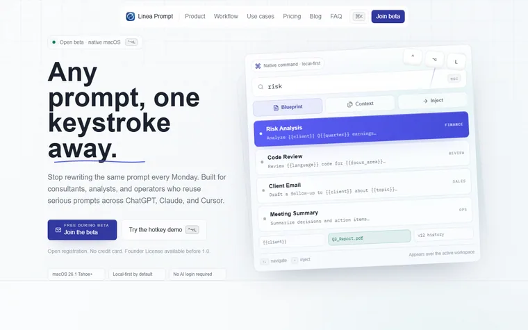 Lineaprompt homepage