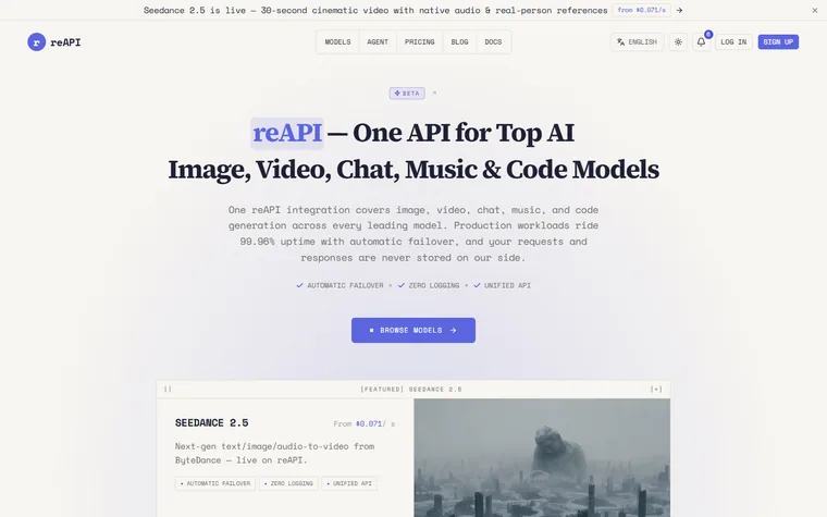 Reapi homepage