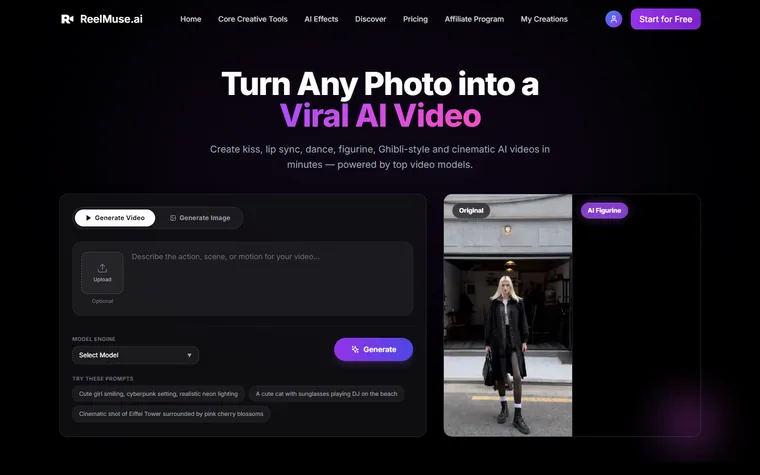 Reelmuse homepage