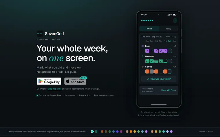 SevenGrid homepage