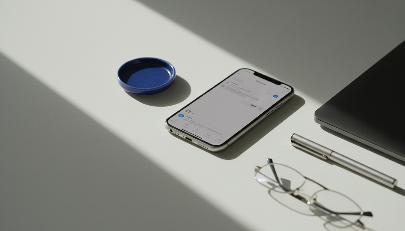 A phone on a desk showing a live agent conversation